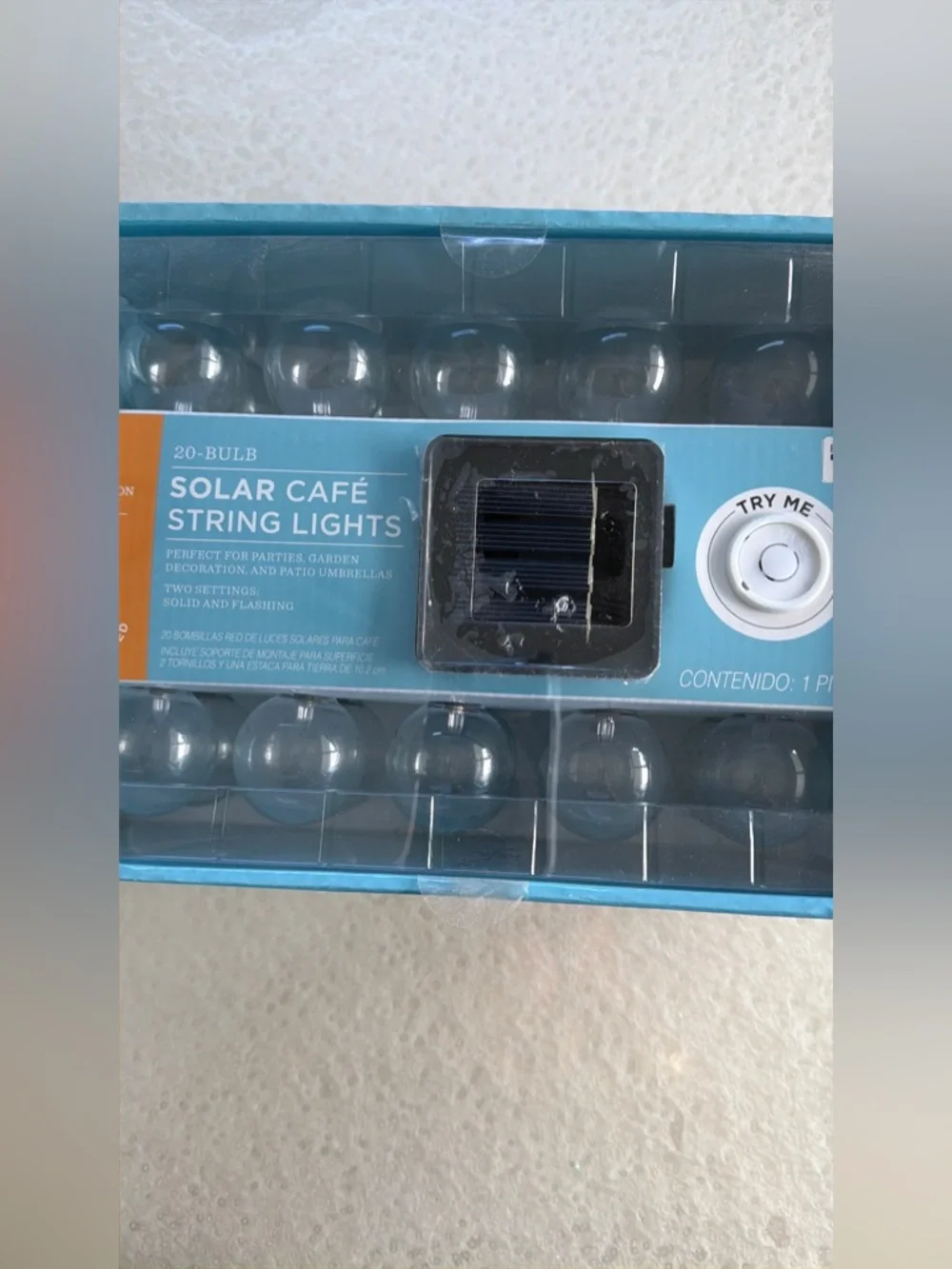 Solar Café String Lights - Clear Bulbs
